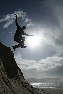 Luke Jumping in Portugal