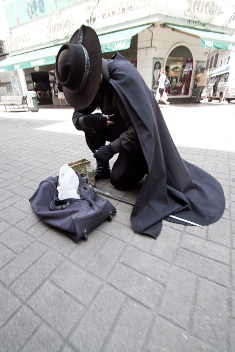 A street entertainer in Montevideo.