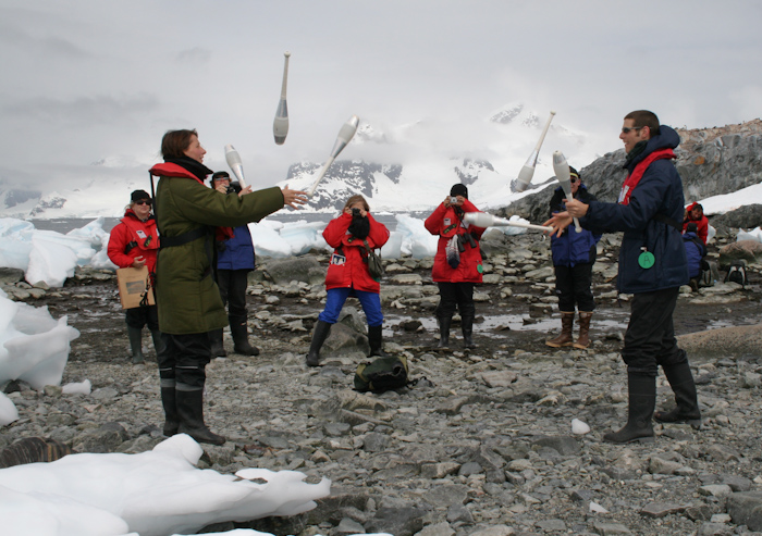 Me and Pola juggling in Antarctica (2007).