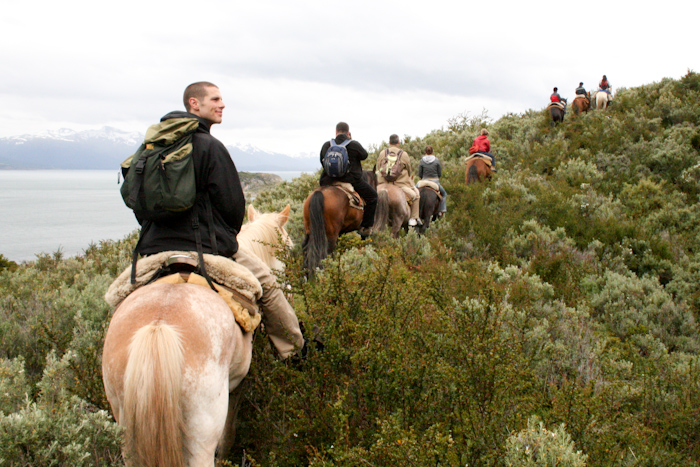 Horse riding in the National Park beside the Beagle Channel (2007).