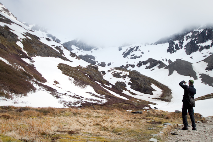 Taking photos of the Martial Glacier (2009).