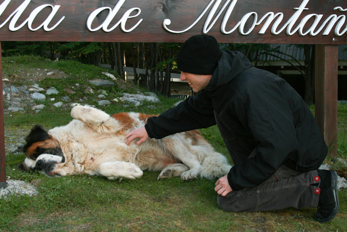 Playing with a huge dog (2008).