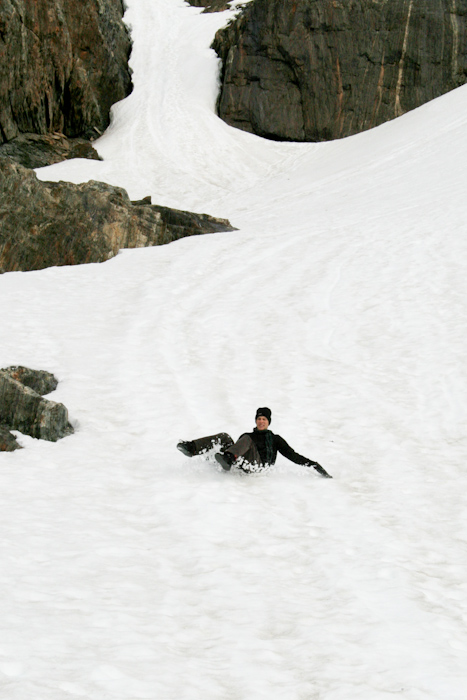 Sliding down the Martial Glacier (2008).