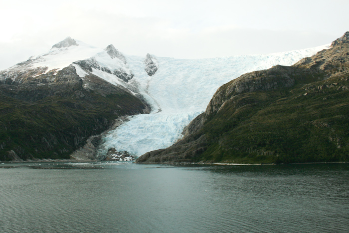 One of the International Glaciers on the Beagle Channel. These aren't called International because they are near the border between Chile and Argentina, instead each one is named after a different European country. This may be France (2009).