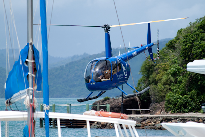I took the boat to the resort island, but it had its own helicopter.