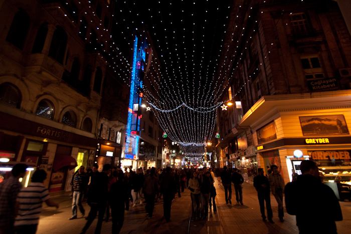 The Taksim area of the city. Shopping, food, bars, clubs, etc.