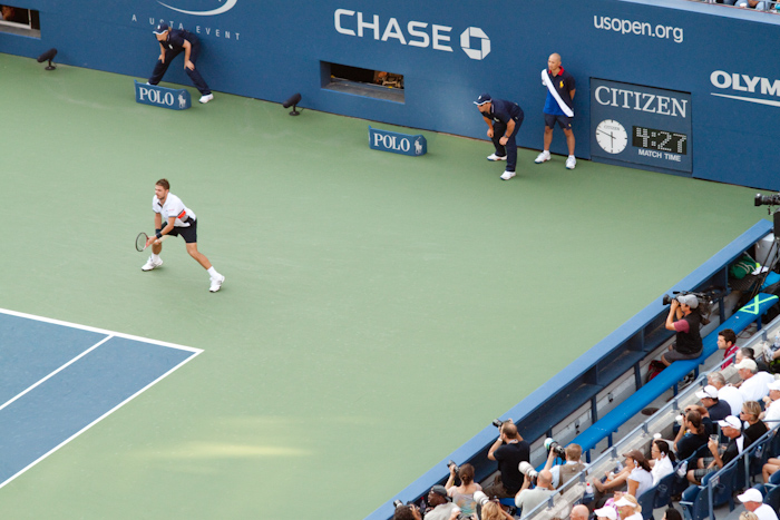 I took this photo of the clock at the very first match point. For those who watch or play tennis, I don't have to explain that this was a long 5 set match.