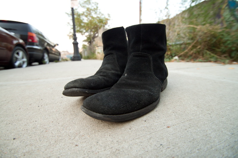 I found a pair of shoes on a pavement. I mean on a sidewalk.