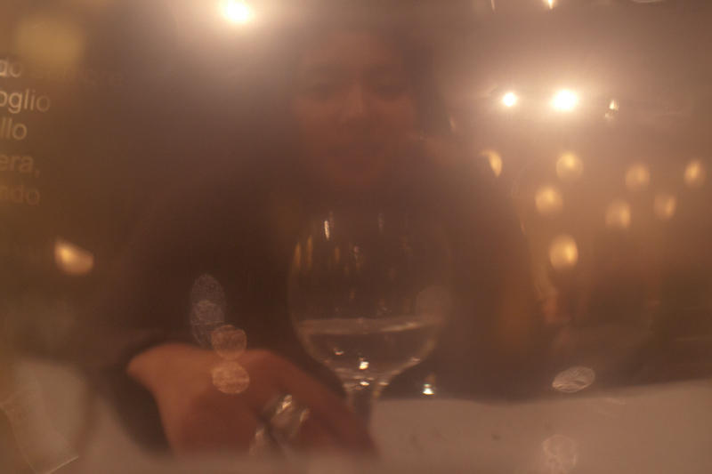 Taken through a wine glass.