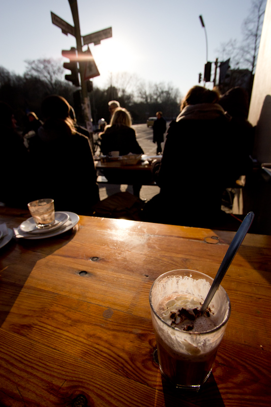 Hot chocolate in the sun.