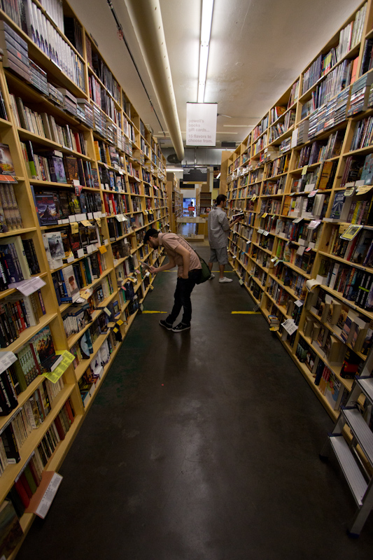 One aisle of the science fiction and fantasy section of Powell's Books, the worlds largest independent bookshop in the world. It's an impressive place!