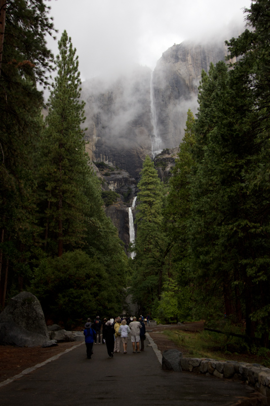 Tourist view of Yosemite Falls.