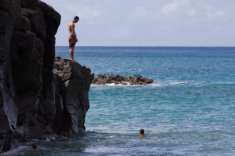 Hawaii on the Zaandam: The North Shore of Oahu. I jumped from the higher rocks.