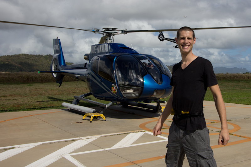 Hawaii on the Zaandam: Post flight crap photo with helicopter sticking out of my ear.