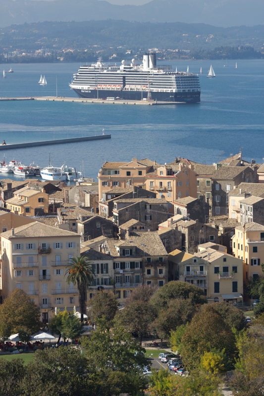 Corfu: The Nieuw Amsterdam docked in Corfu.