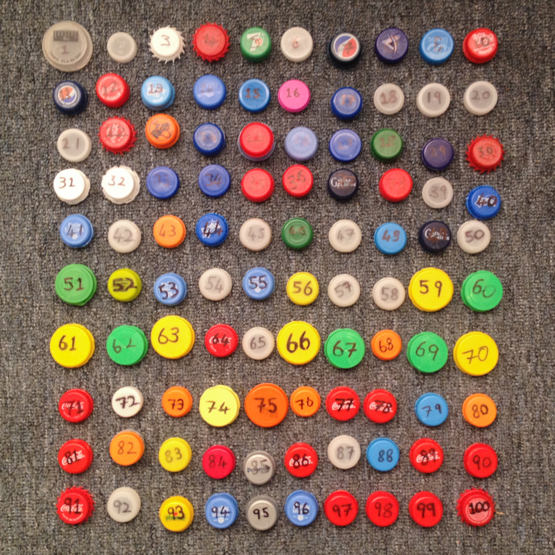 All the bottle tops.