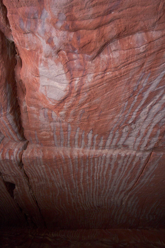 Petra, Jordan: Patterns in the rock ceiling of a tomb.
