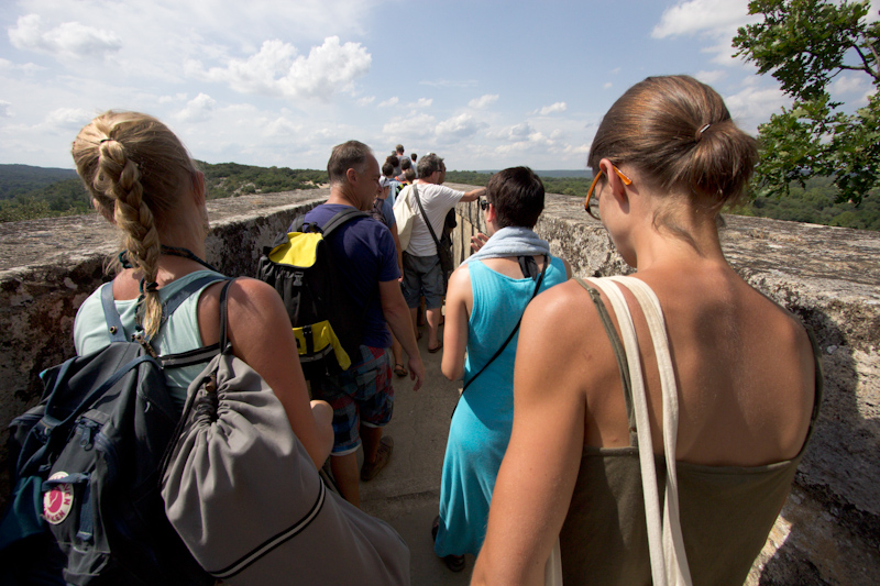 Luke and Juliane Summer Tour part 3 - Pont du Gard, Avignon, Arles, Senanque Abbey, Gordes: A tour through the top level of Pont du Gard.