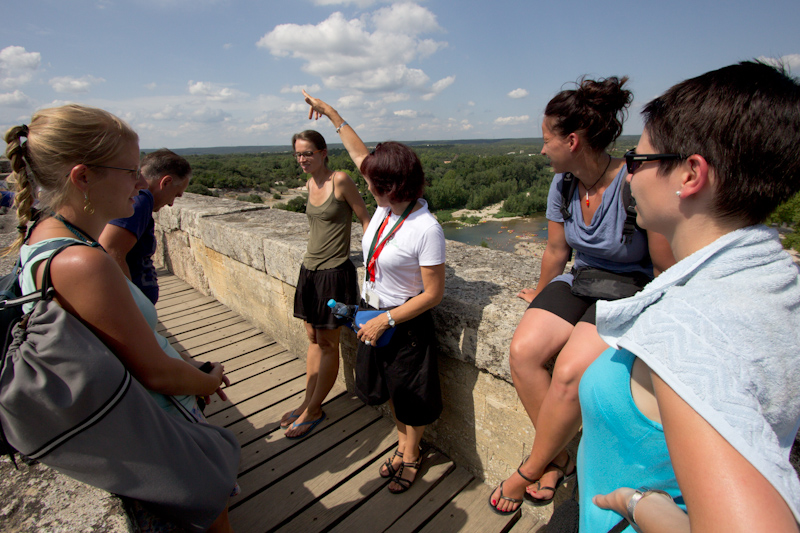 Luke and Juliane Summer Tour part 3 - Pont du Gard, Avignon, Arles, Senanque Abbey, Gordes: A tour through the top level of Pont du Gard.