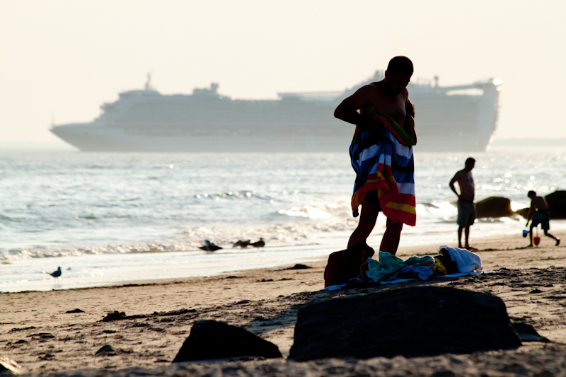 I cycled to Coney Island, rode some rides, ate a hotdog, and fell asleep on the beach.