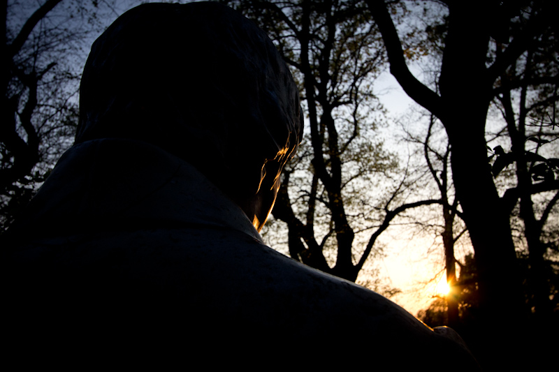 Statue: Watching the sun go down.