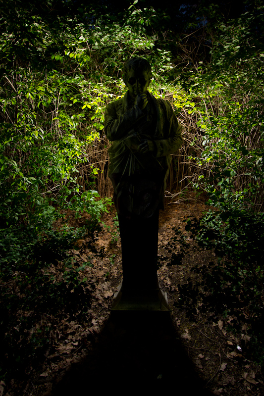 Statue: At night.